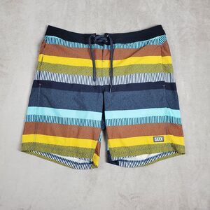 SAXX Betawave 2N1 Board Shorts Mens 34 Striped Lined Stretch Ballpark Pouch